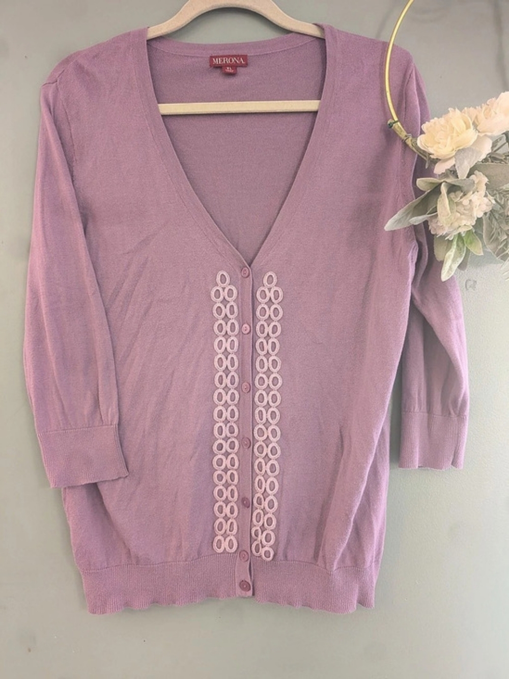 Merona Cotton Cardigan in Pink Size XL Like New